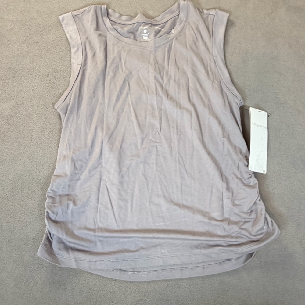 Layer 8- Women’s Muscle Tank- Gray- Rusched Sides-Qwick Dry- Small -NWT